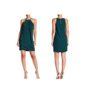 Trina Turk Felisha Fit & Flare Emerald Green Gold Strap Dress Women's size 2